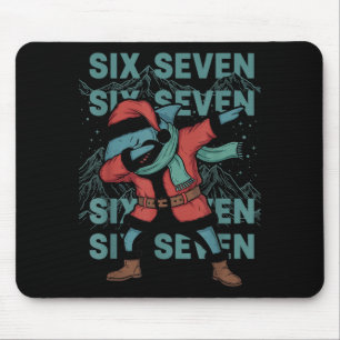 Six Seven Meme Shark Dab Se Dabbing Funny Xmas 67  Mouse Pad