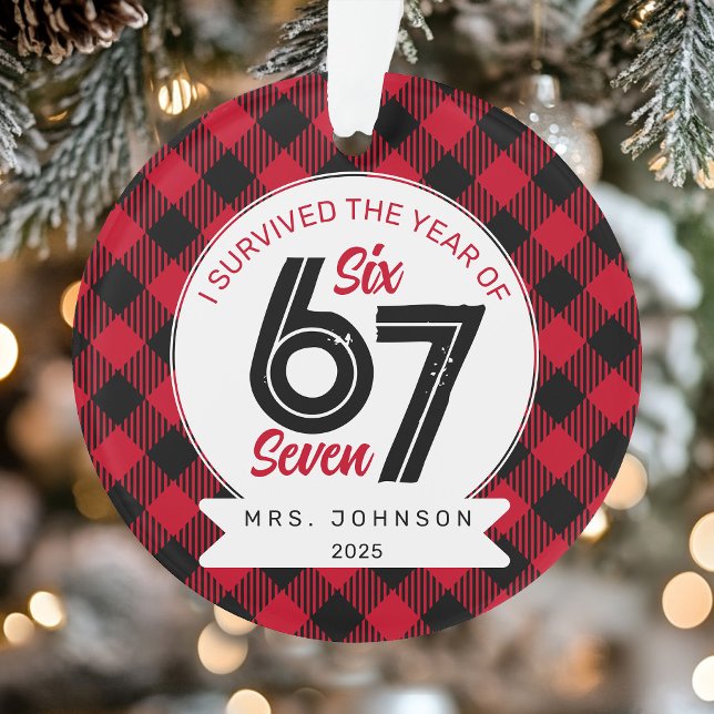 Six Seven Meme Teacher Plaid Christmas (Six Seven Meme Teacher Plaid Christmas Ornament)