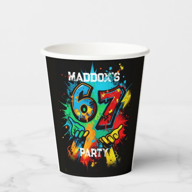 Six Seven Party Paper Cups 6-7 Meme Party Decor (Front)