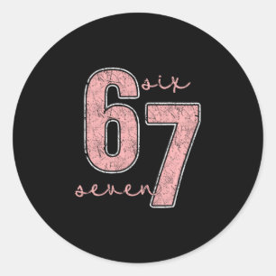 Six Seven Pink Number 67 Couple 6 7 Couple Hallowe Classic Round Sticker