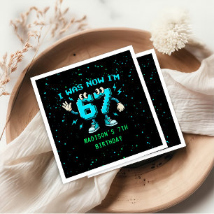 Six Seven Pixel Meme 7th Birthday Napkins