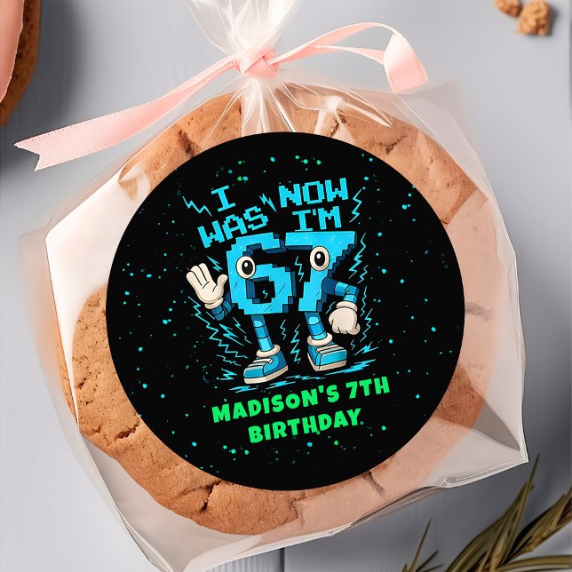 Six Seven Pixel Meme 7th Birthday Sticker (Créateur téléchargé)