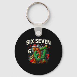 Six Seven Santa Bigfoot Christmas Sasquatch 67 Fun Keychain