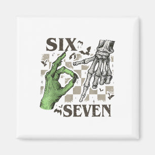 Six Seven Skeleton Hand Sign Meme Halloween Women Magnet