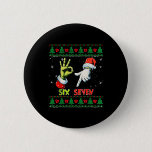 Six Seven Skeleton Meme Christmas Ugly Sweater 67  2 Inch Round Button