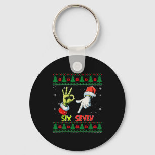 Six Seven Skeleton Meme Christmas Ugly Sweater 67  Keychain
