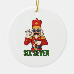 Six Seven Snowman Christmas Nutcracker 6 7 Xmas  Ceramic Ornament