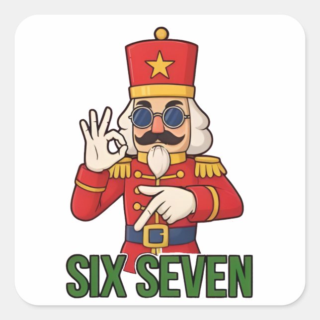 Six Seven Snowman Christmas Nutcracker 6 7 Xmas  Square Sticker (Front)