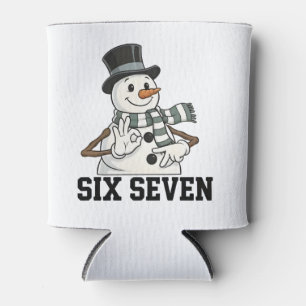 Six Seven Snowman Christmas Santa 6 7 Xmas Can Cooler