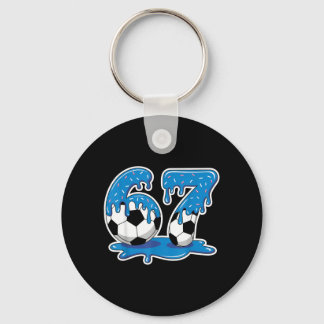Six Seven Soccer Ice Cream Drip Funny Design Keychain
