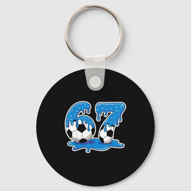 Six Seven Soccer Ice Cream Drip Funny Design  Keychain (Front)