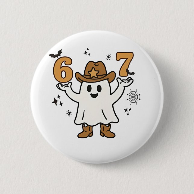 Six Seven Spooky Halloween Sport 67 Mason Meme 2 Inch Round Button (Front)