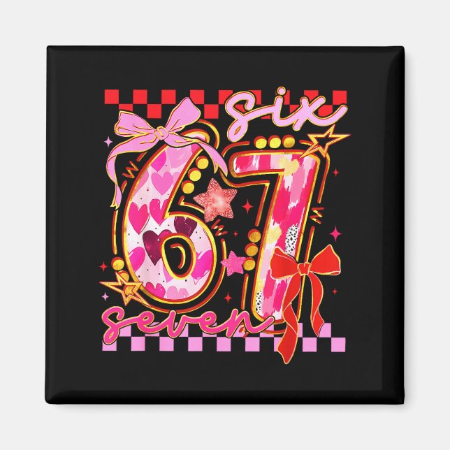 Six Seven Valentine Day Funny Nk 67 Cute Bow Girls Magnet (Front)