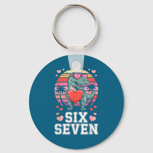 Six Seven Valentine’s Day Dinosaur T-rex For Kids Keychain