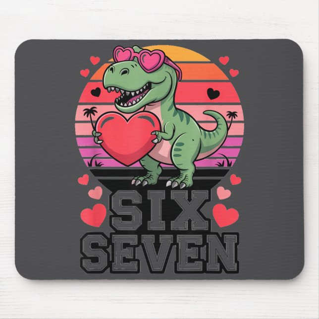 Six Seven Valentine’s Day Dinosaur T-rex For Kids  Mouse Pad (Front)