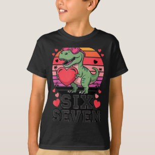 Six Seven Valentine’s Day Dinosaur T-rex For Kids  T-Shirt