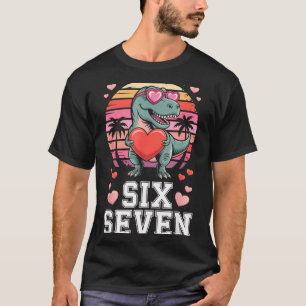 Six Seven Valentine’s Day Dinosaur T-rex For Kids T-Shirt