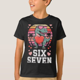 Six Seven Valentine’s Day Dinosaur T-rex For Kids T-Shirt