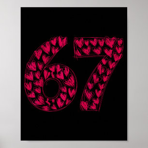 Six Seven Viral Sketch Heart 67 Cute Valentine Sch Poster