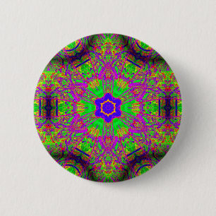six-sided blue star hippie groovy 2 inch round button