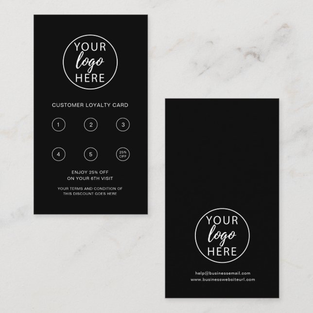 Six Stamp Business Logo  Loyalty Card (Front/Back)