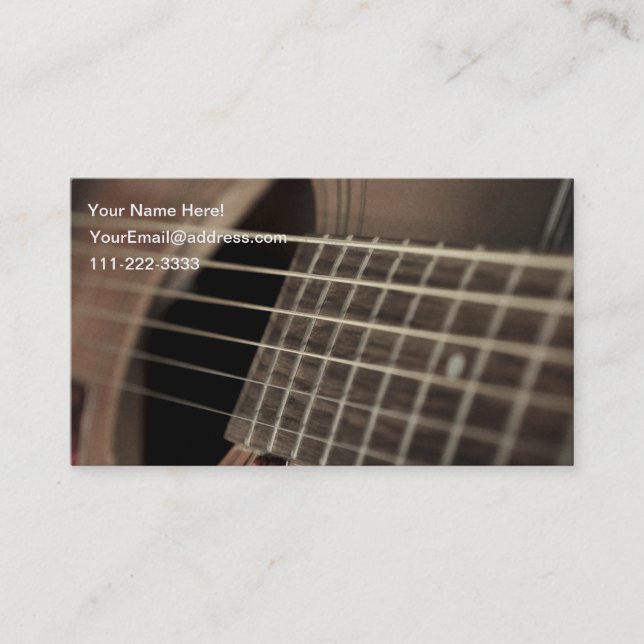 Six Sting Acoustic Guitar Business Card (Front)