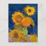 Six Sunflowers van Gogh Fine Art Postcard<br><div class="desc">This is the oil painting "Six Sunflowers” done in 1888 by Dutch post- impressionist artist Vincent Willem van Gogh (1853-1890).    It is our Fine Art Series no. 117.</div>