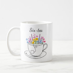 Six-Tea 60th Birthday Whimsical Colorful Floral   Coffee Mug