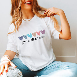 Six Watercolor Cool Hearts with Customizable Text T-Shirt