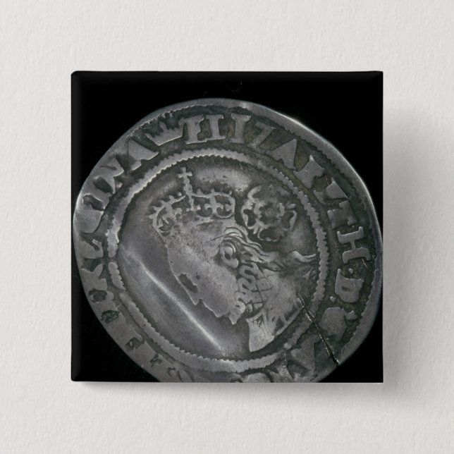 Sixpence 2 Inch Square Button (Front)