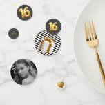 Sixteen 16th Birthday Photo Party Confetti<br><div class="desc">Coordinating black white and gold confetti in our gold "sixteen" design - customized with photo of the person celebrating their 16th birthday. This beautiful confetti will add a beautiful element to your party. Visit our store to see coordinating invitations   party products in this design.</div>