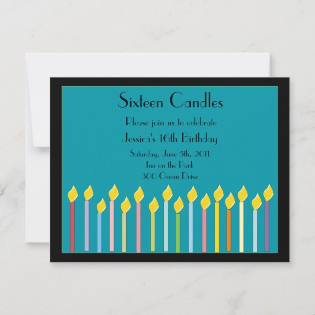 Sixteen Candles Birthday Invitation (Front)