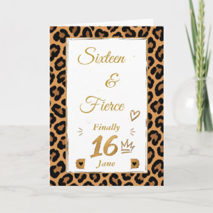 Sixteen & Fierce Cheetah Sweet 16 Birthday Card
