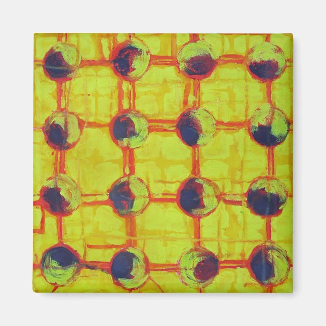 Sixteen Hot Fiery Yellow Suns Abstract Magnet (Front)
