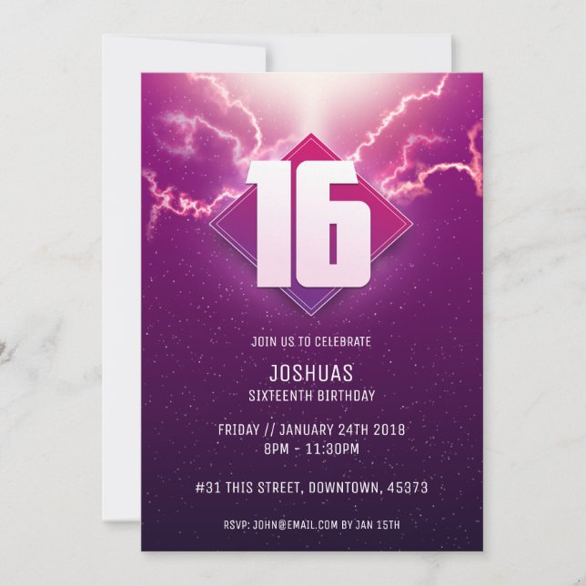Sixteenth Birthday Invitation (Front)