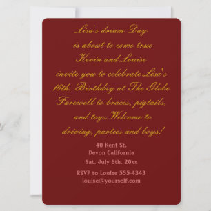 Sixteenth Birthday invitation. Invitation