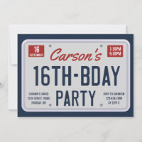 Sixteenth Birthday License Plate Birthday Party