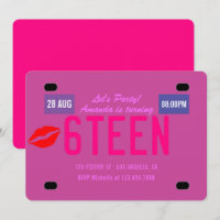 Sixteenth Birthday Party License Plate Invitation