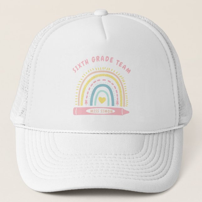 Sixth 6th grade Team Squad Teacher Back To School Trucker Hat (Front)