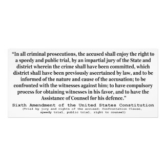 Sixth Amendment to the United States Constitution Photo Print