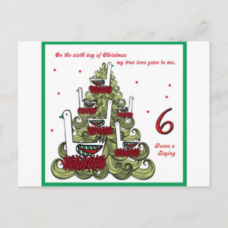 Sixth Day of Christmas Holiday Postcard