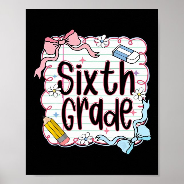 Sixth Grade Back To School For Girls Pink Notebook Poster (Front)