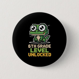 Sixth Grade Gamer Lizard Level Up Education Ck To 2 Inch Round Button