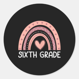 Sixth Grade Rainbow Team Hello 6th Grade Rocks Squ Classic Round Sticker