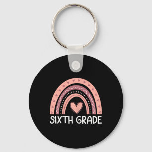 Sixth Grade Rainbow Team Hello 6th Grade Rocks Squ Keychain