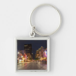Sixth Street At Dusk In Downtown Austin, Texas Keychain