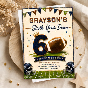 Sixth Year Down Football Birthday Invitation