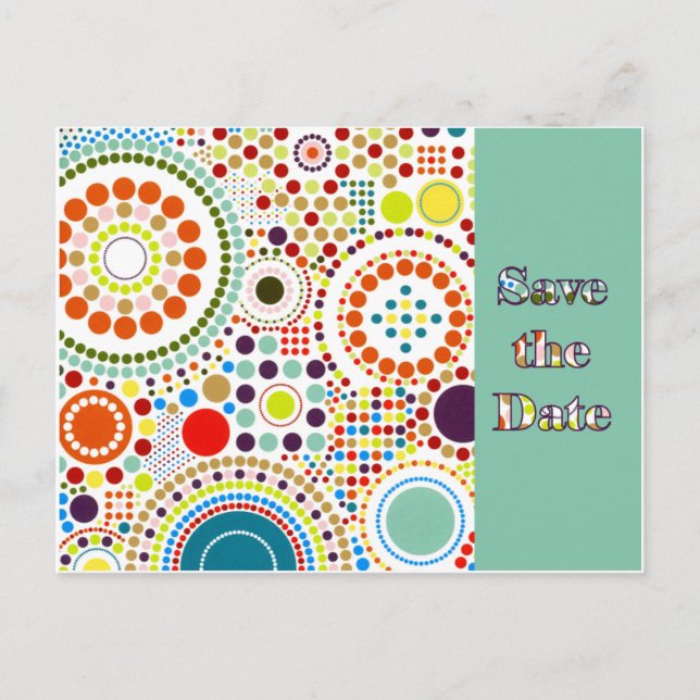 Sixties Circles Save the Date Announcement Postcard (Front)