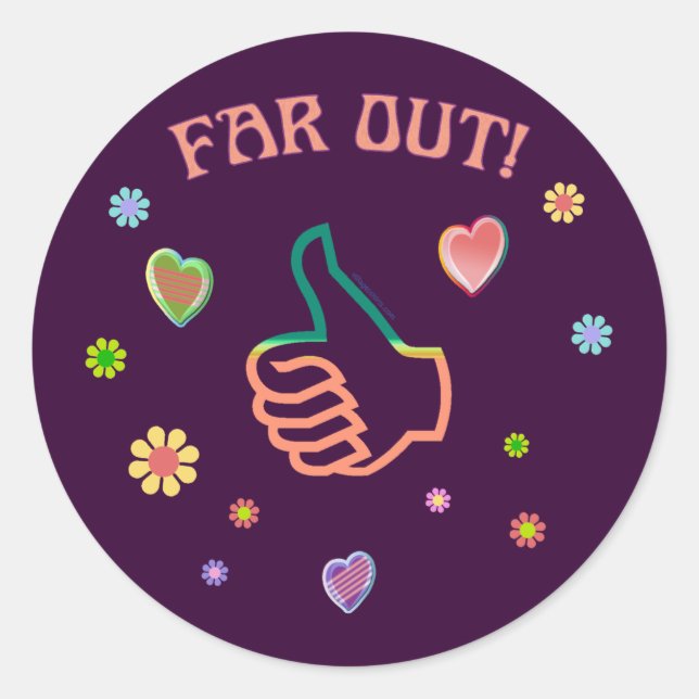 Sixties Far Out Classic Round Sticker (Front)