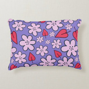Sixties Flower Doodle Accent Pillow